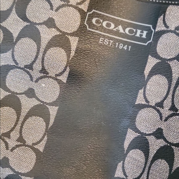 💜COACH HERITAGE STRIPE BOSTON. 💜. BLK/LT Grey TRAVEL BAG - Picture 7 of 12